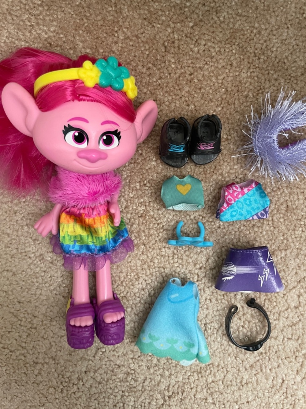 Dreamworks Pink Poppy Fashion Doll with Rainbow Dress & Accessories